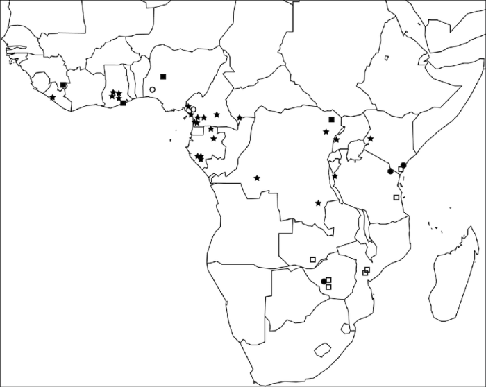 Sub saharan africa blank map