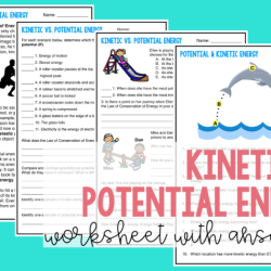 Potential energy and kinetic energy worksheet answers